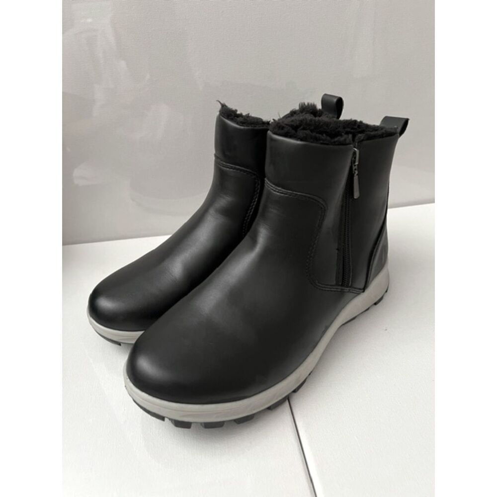 Khombu Sienna Women All-Weather Ankle Boots 10 Black Water-Repellent Cushioned
